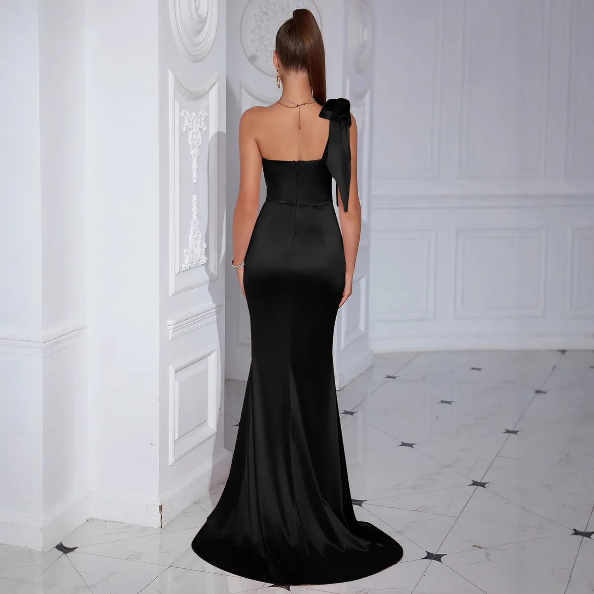 omen Fashion Sexy Off-Shoulder Side Split Party Evening Dress